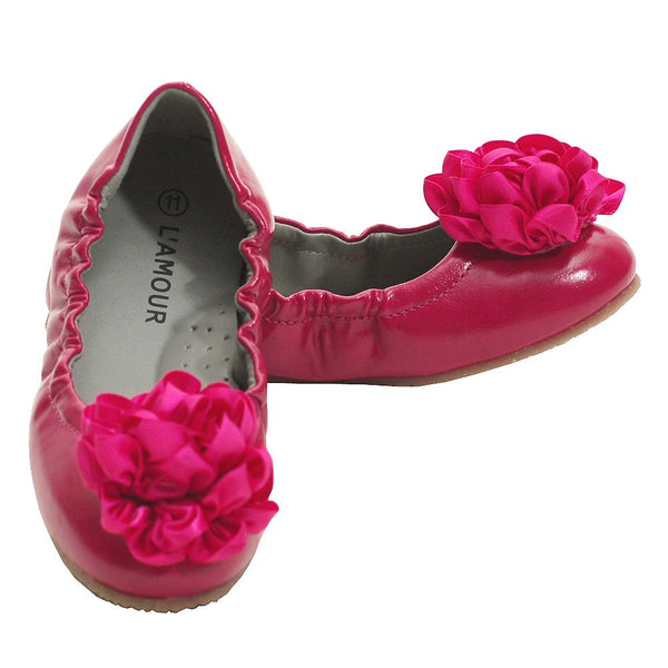 L'Amour Pink Slip On Ballet Style Dress Shoes Toddler 5-Little Girls 4 - SophiasStyle.com